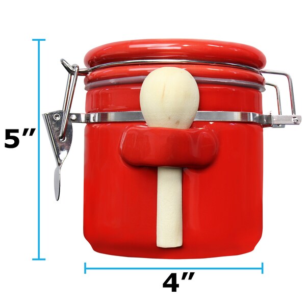 25oz Ceramic Airtight Food Storage Kitchen Canister With Spoon, Red